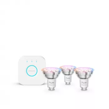 “Philips Hue White and colour ambience Essential” pradinis rinkinys: 3 GU10 išmaniosios lemputės (345 lm)