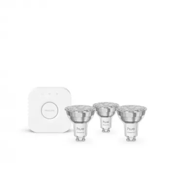“Philips Hue White and colour ambience Essential” pradinis rinkinys: 3 GU10 išmaniosios lemputės (345 lm)