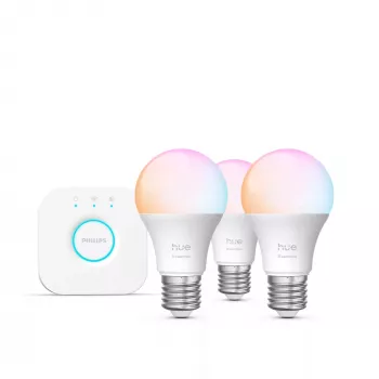 Philips Hue White and colour ambience Essential išmanusis apšvietimo rinkinys – 3× E27 lemputės, 806 lm, 8 W, Bluetooth/Zigbee