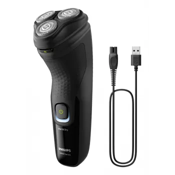 Philips X3021/00 vyriškas skustuvas su rotacine galvute ir trimeriu, juodas