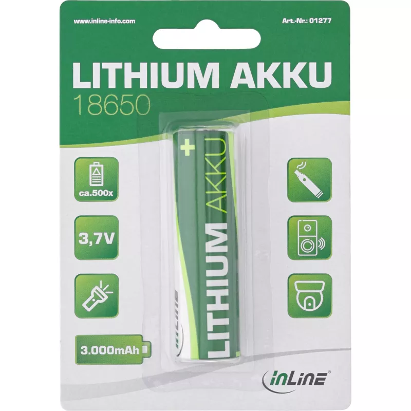 InLine ličio jonų baterija 3000 mAh 18650 3,7 V įkraunama