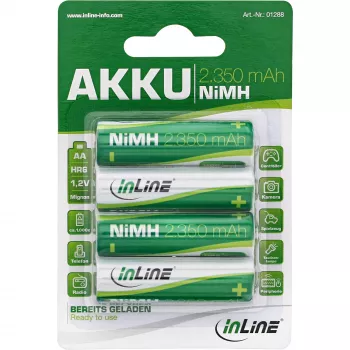 InLine įkraunama NiMH baterija, Mignon (AA), 2350 mAh, paruošta naudoti