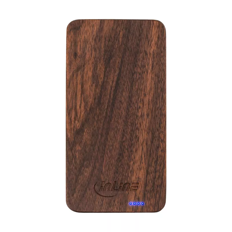 InLine woodplate USB PowerBank 5000 mAh, LED, riešutmedžio mediena
