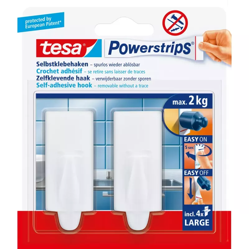 Universalus kabliukas Tesa Powerstrips Hooks Large TREND (2 vnt.)