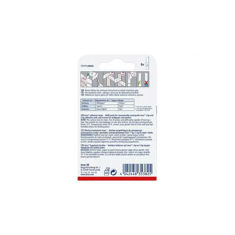 Universalus kabliukas TESA 77771 Baltas 6 vnt