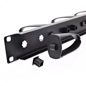 InLine 19110W 19 colių kabelių tvarkymo skydelis, 5 nuimami plastikiniai laikikliai, RAL 9005 juoda
