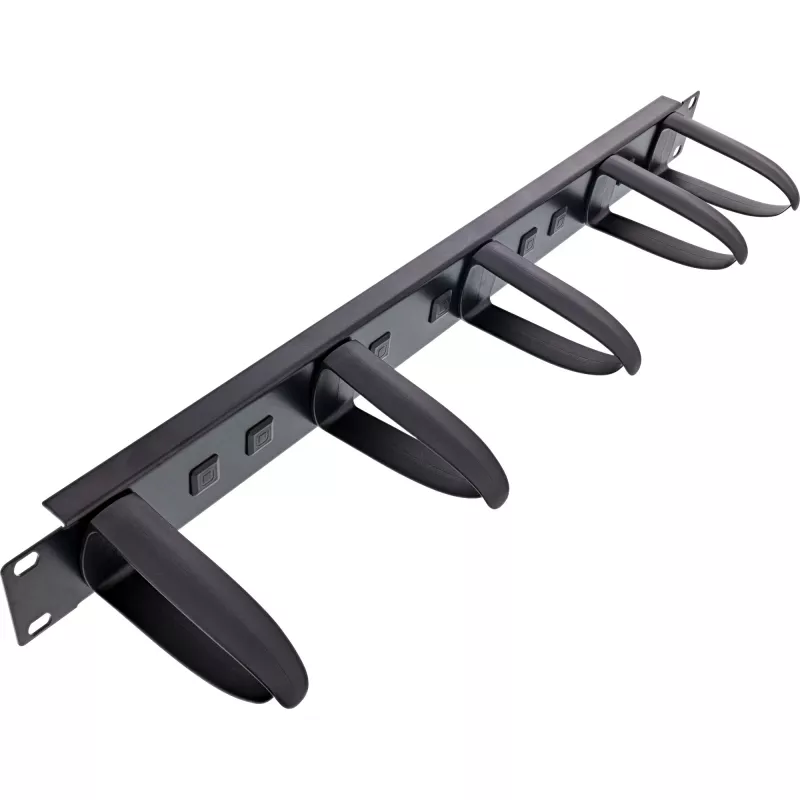 InLine 19110W 19 colių kabelių tvarkymo skydelis, 5 nuimami plastikiniai laikikliai, RAL 9005 juoda