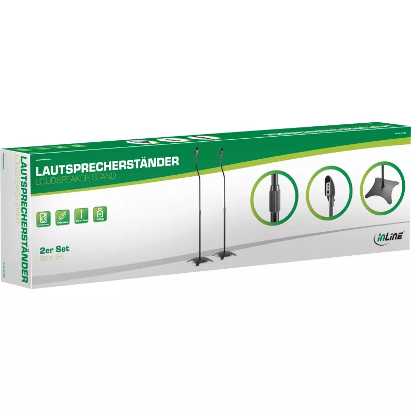 Garsiakalbių grindiniai stovai InLine 23126C 68-110cm juodi 2vnt