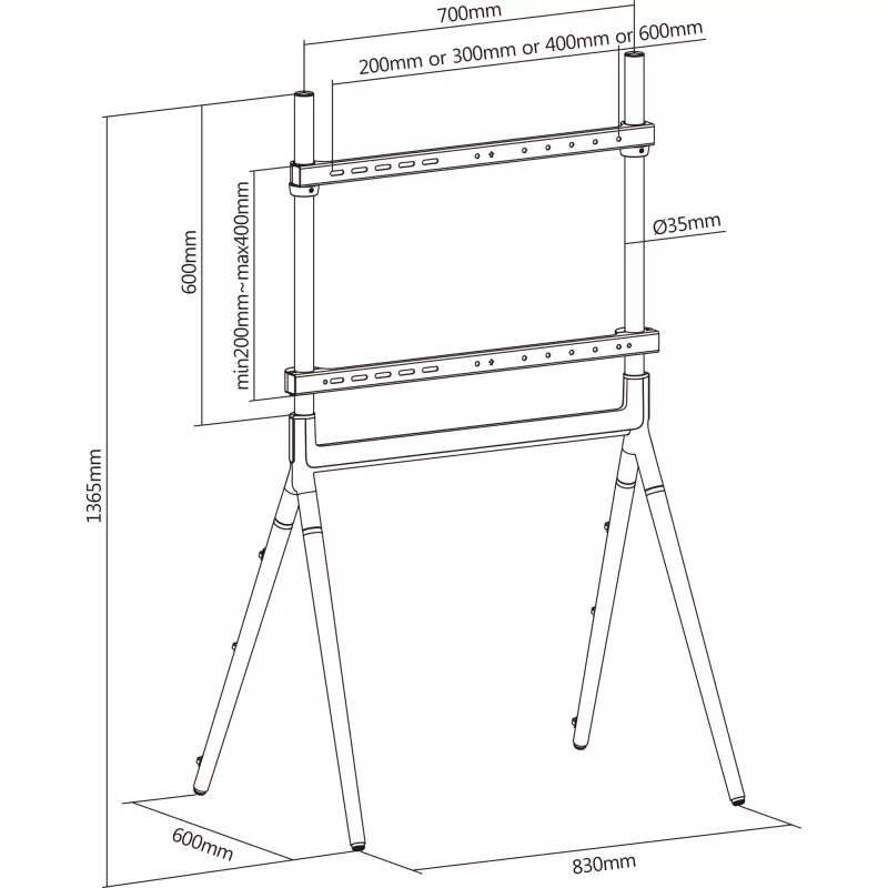 InLine Woodstand Studio medinis TV stovas, 49 inch–70 inch (124–178 cm), max. 40 kg