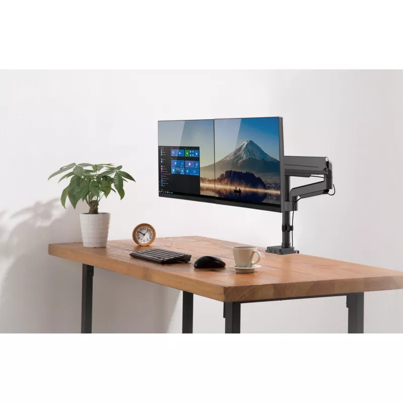 InLine stalo laikiklis su kėlimo mechanizmu, dviems monitoriams iki 82 cm (32 col.), 9 kg