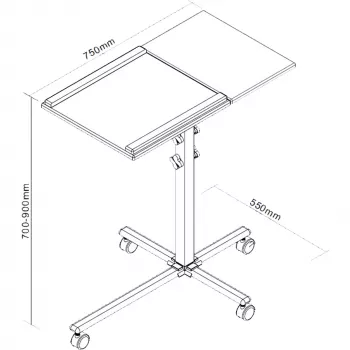 InLine Trolley nešiojamam kompiuteriui ir projektoriui, aukštis 70–90 cm