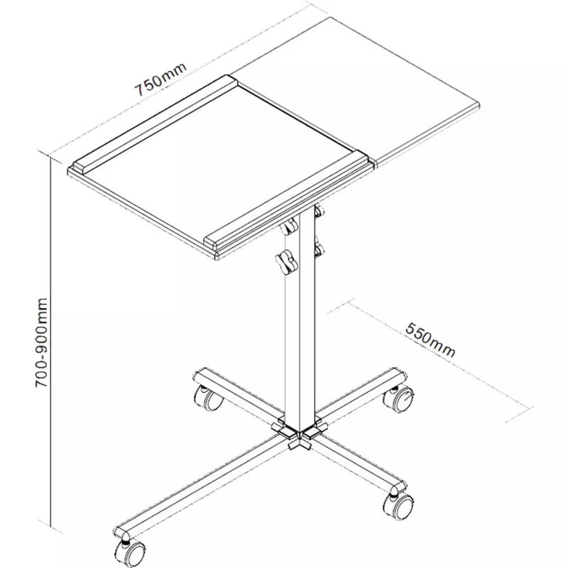 InLine Trolley nešiojamam kompiuteriui ir projektoriui, aukštis 70–90 cm