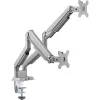 InLine stalinis laikiklis su kėlimo mechanizmu ir USB/garso prievadais, 2 monitoriams iki 81 cm (32 colių), 9 kg, sidabrinis