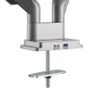 InLine stalinis laikiklis su kėlimo mechanizmu ir USB/garso prievadais, 2 monitoriams iki 81 cm (32 colių), 9 kg, sidabrinis
