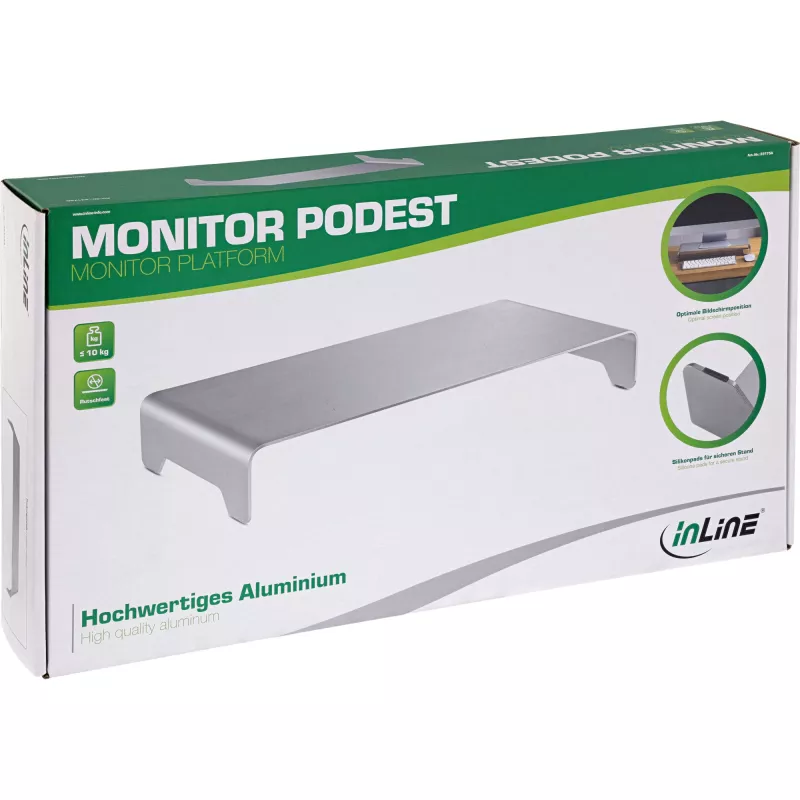 InLine Monitor Platform Aliuminis 63mm maks. 10kg Laisvai Pastatomas Sidabrinis 23175A