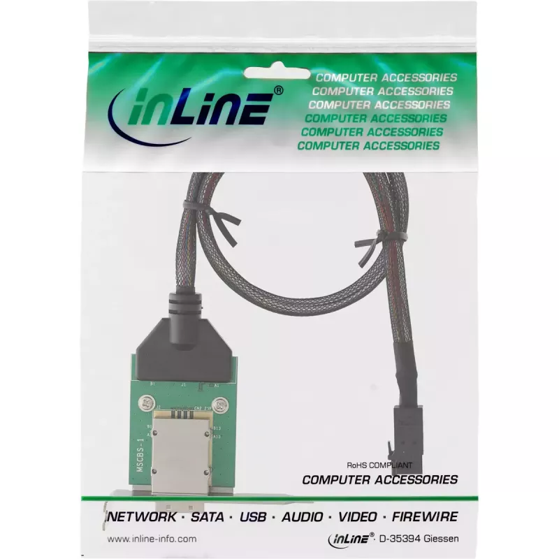 InLine SAS HD adapterio laikiklis žemo profilio lizdui, išor. SFF-8088 / vid. SFF-8643, 0,5 m