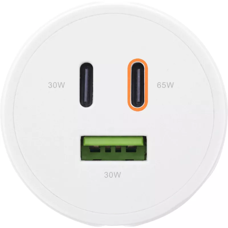InLine USB PD maitinimo šaltinis, GaN įkroviklis, 3 prievadai, Dual USB-C + USB-A, 65 W, baltas