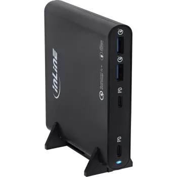 InLine USB maitinimo blokas, GaN įkroviklis, 4 prievadai, 2x USB-C + 2x USB-A, 120 W, baltas