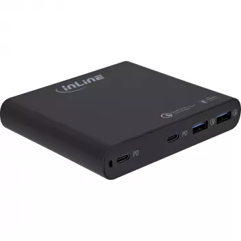 InLine USB maitinimo blokas, GaN įkroviklis, 4 prievadai, 2x USB-C + 2x USB-A, 120 W, baltas
