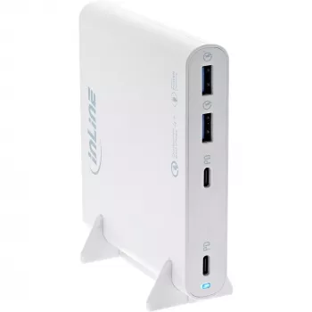 InLine 120W GaN USB-C/USB-A 4 portų įkroviklis, baltas