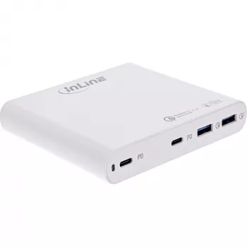 InLine 120W GaN USB-C/USB-A 4 portų įkroviklis, baltas