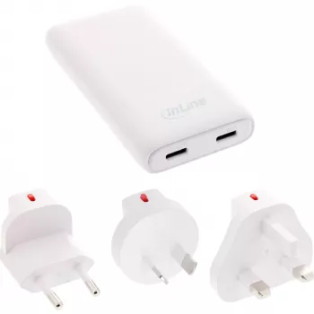 USB maitinimo šaltinis / įkroviklis InLine 31519C Dual USB-C 65W