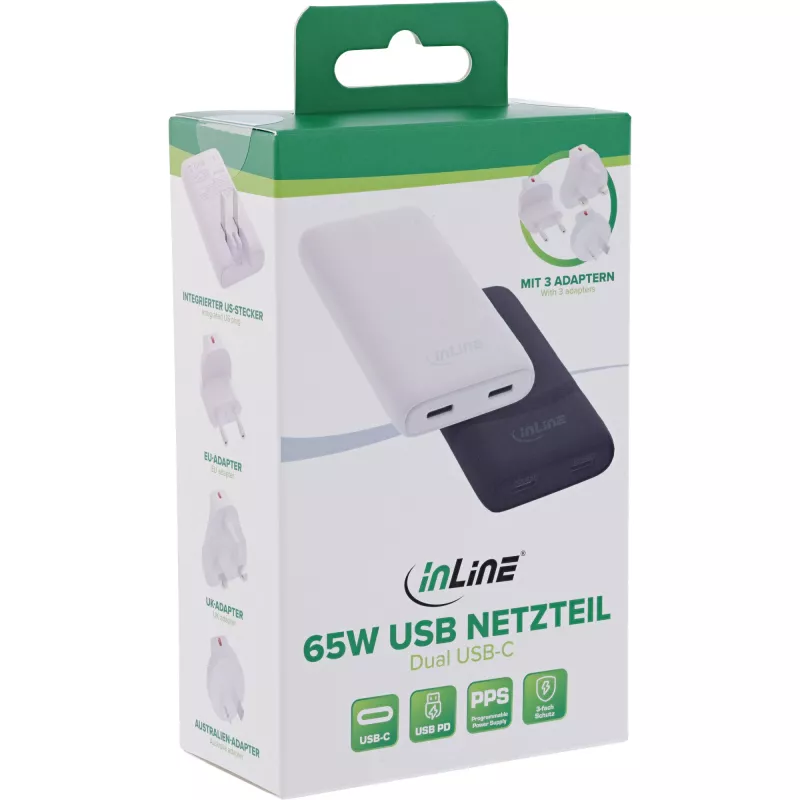 USB maitinimo šaltinis / įkroviklis InLine 31519C Dual USB-C 65W