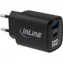 InLine USB PD maitinimo blokas, GaN įkroviklis, 2 prievadai, USB-C + USB-A, 30W, su ekranu