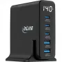 InLine USB PD maitinimo blokas, GaN įkroviklis, 5 prievadų, USB-C + USB-A, 140W, su ekranu