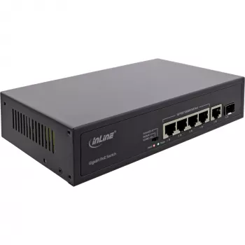 Nevaldomas jungiklis InLine PoE+ Gigabit 5 prievadai (4x PoE+) 1xSFP 1Gb/s stalinis