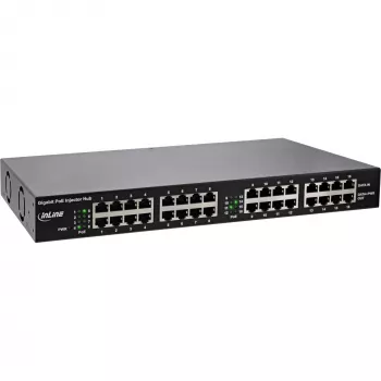 InLine PoE+ Gigabit tinklo maitinimo injektorius 16 prievadų, 19 inch 1U, su laikikliais ir 2 ventiliatoriais