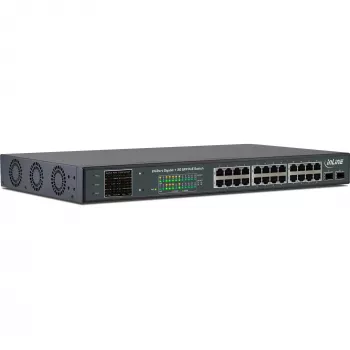 InLine PoE+ Gigabit tinklo jungiklis 24 prievadai, 1 Gb/s, 2xSFP, 19 col. 1U (su kronšteinais)