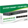 InLine PoE+ Gigabit tinklo jungiklis 24 prievadai, 1 Gb/s, 2xSFP, 19 col. 1U (su kronšteinais)