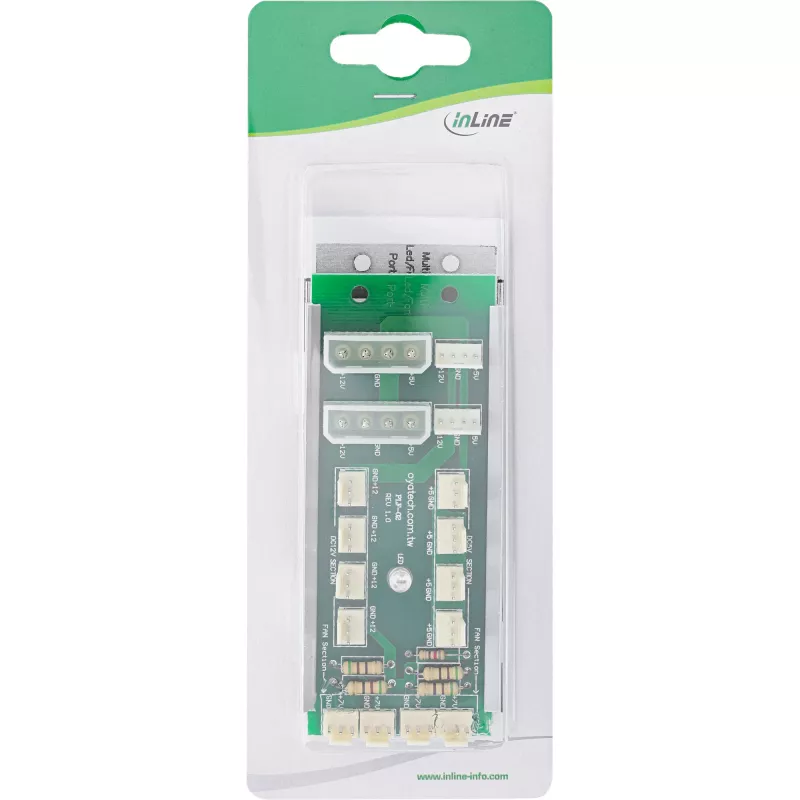 InLine Multi Port Panel 2x Molex 4 kontaktų į 12x 3 kontaktų ventiliatorių jungtis 12 ventiliatorių