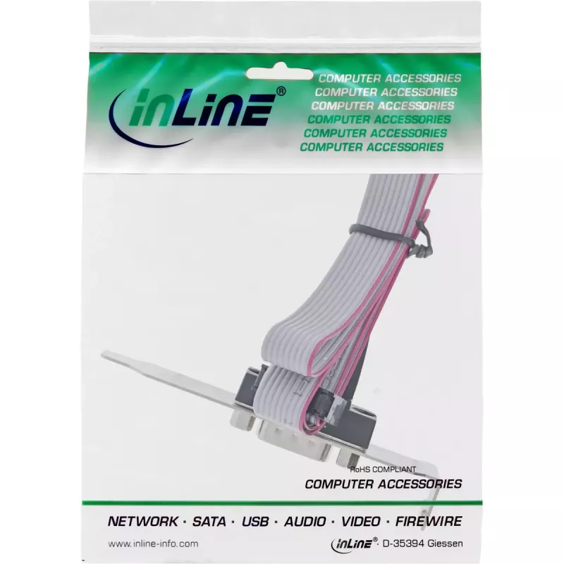 InLine Slot Bracket DB9 vyriškas prie 10 kontaktų vidinės jungties tiesioginis 1:1 0,6 m