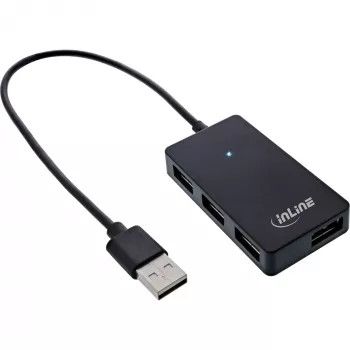 InLine USB 2.0 4 prievadų šakotuvas, Type-A kištukas į 4x Type-A lizdą, juodas, 30 cm