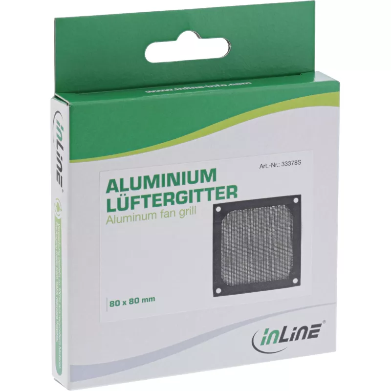 InLine ventiliatoriaus grotelės su aliumininiu filtru, juodos, 80x80 mm