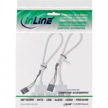 InLine Slot Bracket 2x USB 2.0 Type A moteriška prie 2x 5 kontaktų vidinės jungties 0,3 m