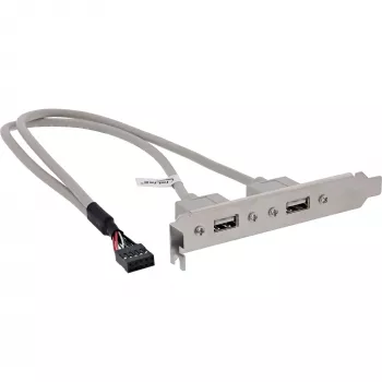 InLine USB 2.0 lizdo laikiklis 2x USB Type A moteriška iki 1x 10 kontaktų IDC jungtis 0,35 m
