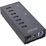InLine USB 3.2 Gen.1 7 prievadų šakotuvas aliumininiame korpuse su 2,5 A maitinimo šaltiniu, juodas
