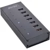 InLine USB 3.2 Gen.1 7 prievadų šakotuvas aliumininiame korpuse su 2,5 A maitinimo šaltiniu, juodas