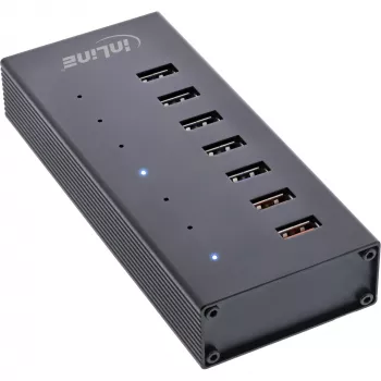 InLine USB 3.2 Gen.1 7 prievadų šakotuvas aliumininiame korpuse su 2,5 A maitinimo šaltiniu, juodas