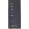 InLine USB 3.2 Gen.1 7 prievadų šakotuvas aliumininiame korpuse su 2,5 A maitinimo šaltiniu, juodas