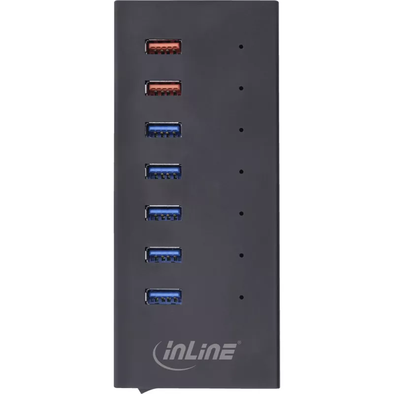 InLine USB 3.2 Gen.1 7 prievadų šakotuvas aliumininiame korpuse su 2,5 A maitinimo šaltiniu, juodas