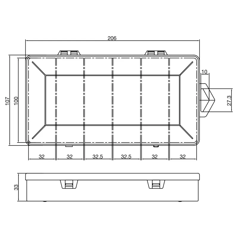 InLine Small Components Box, 6 skyrių, 206x107x33mm, permatoma