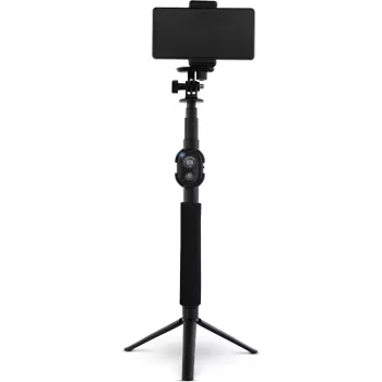 InLine Selfie Stick 4 kojos su mini trikoju aliuminis juodas maks. 0,75 m