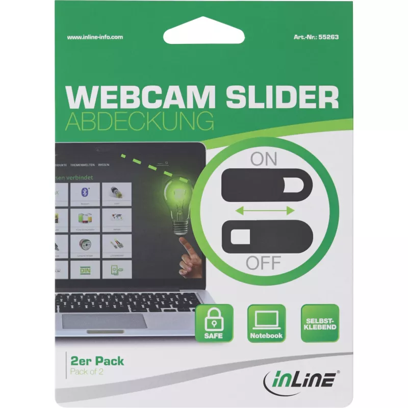 InLine Webcam Slider Cover, juoda, pakuotė po 2 vnt.