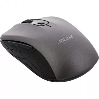 InLine pelė 3-in-1, Bluetooth + 2x 2,4 GHz, 5 mygtukai, optinė, pilka/juoda
