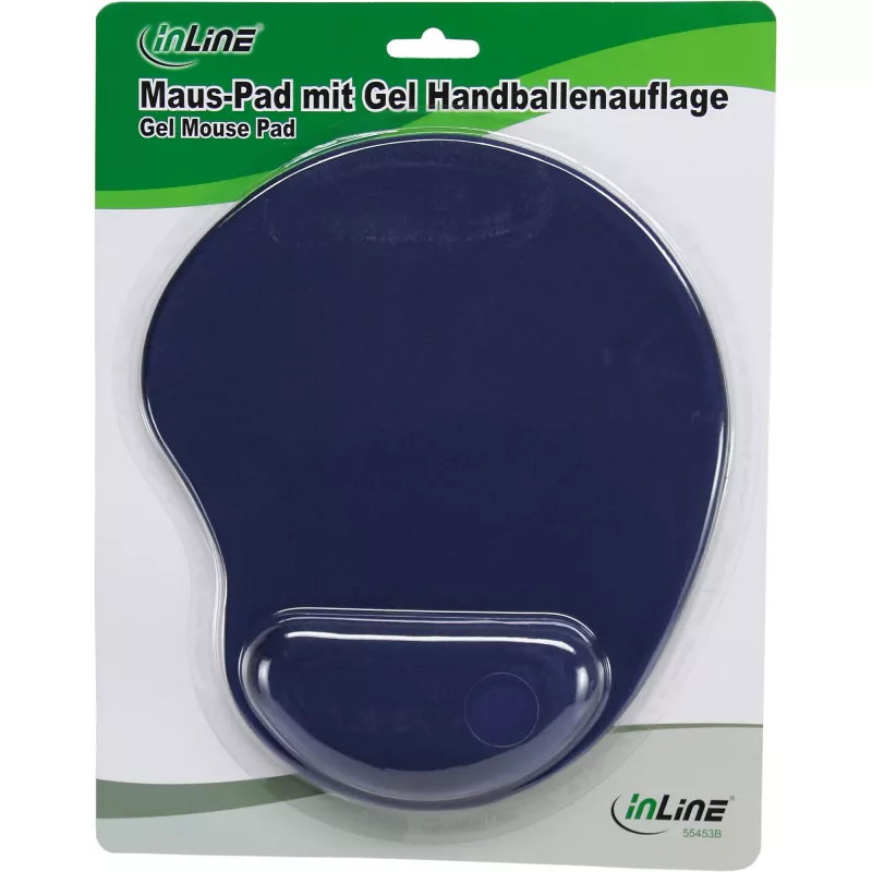 InLine pelėdų kilimėlis su geliniu riešo atramu, 230x205x20 mm, mėlynas