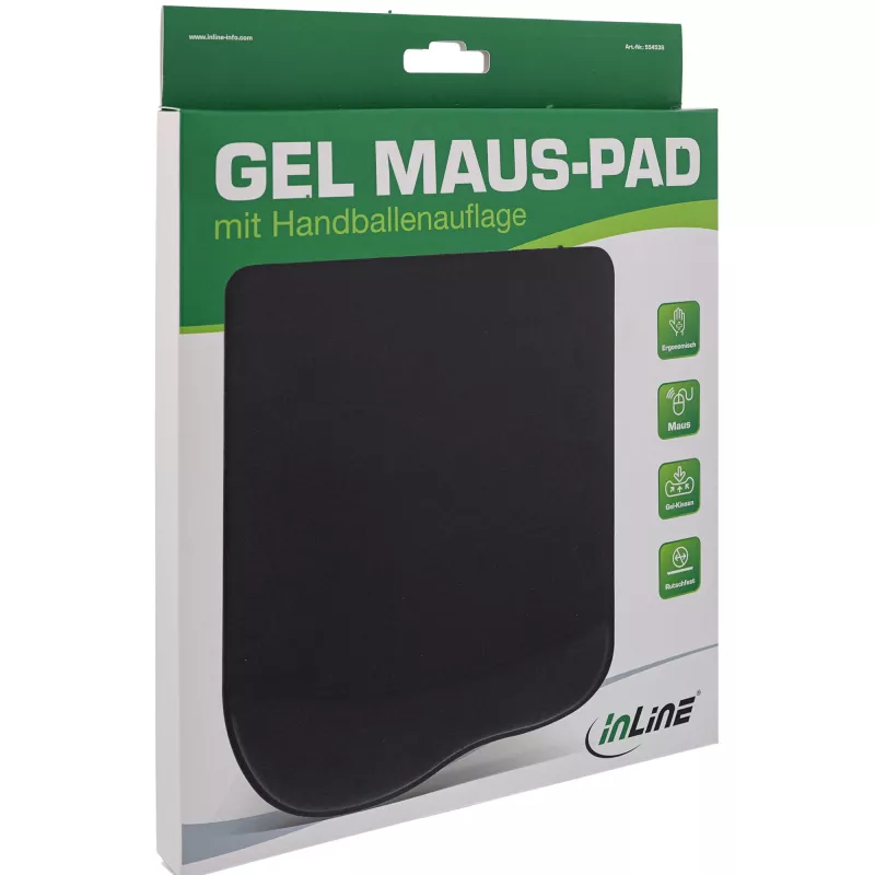 InLine pelėdos kilimėlis su geliniu riešo atramu, 235x185x25 mm, juodas